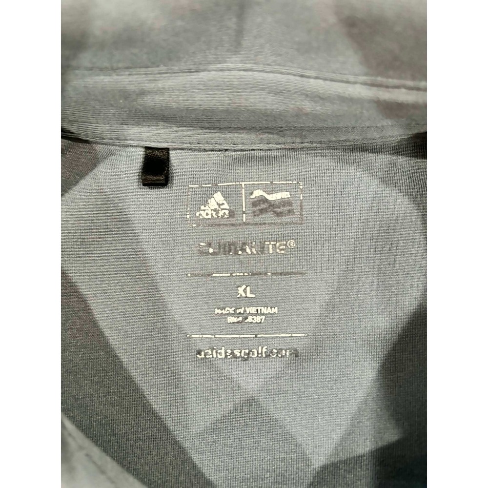 Adidas Climalite Golf Polo Shirt Mens XL Grey Striped Conquistador Logo - Picture 2 of 9